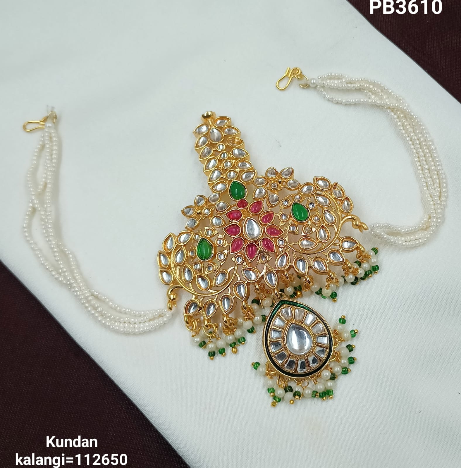 Designer CZ Kalangi with Pearl Strings and Stone Drops – Groom's Accessory